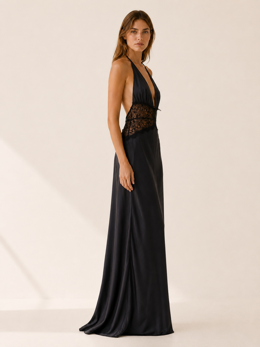 Saira | Halter Neck Maxi Dress with Waist Detail