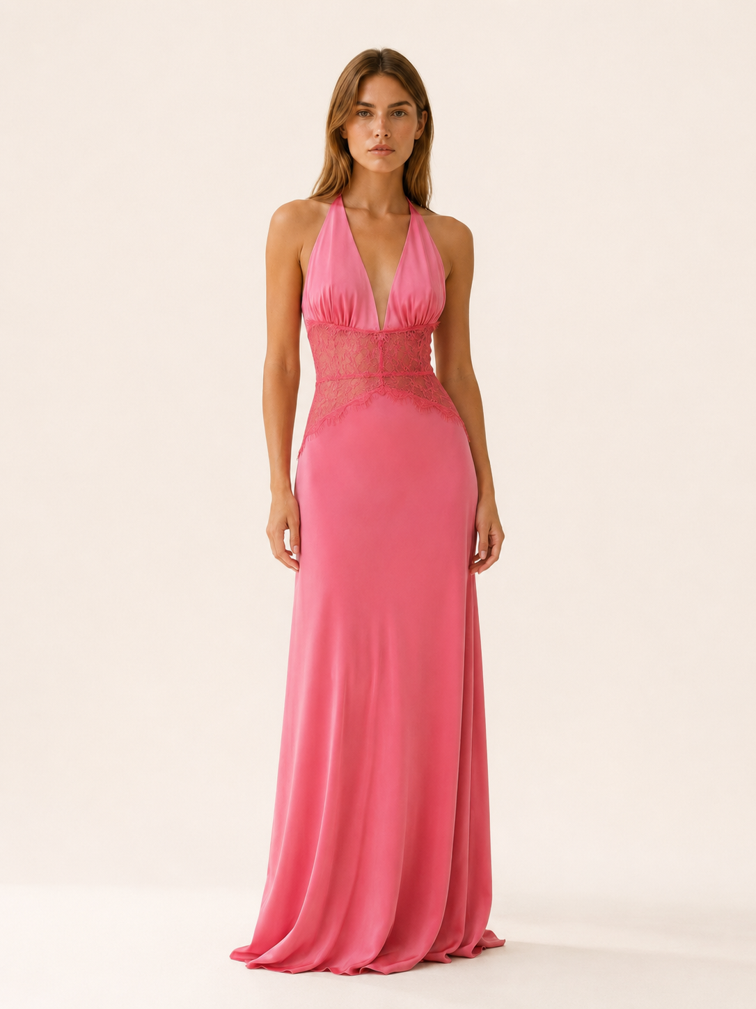 Saira | Halter Neck Maxi Dress with Waist Detail