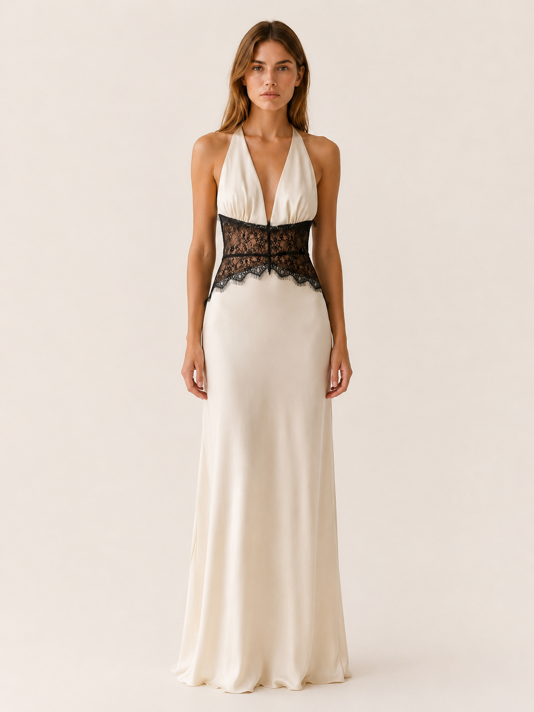 Saira | Halter Neck Maxi Dress with Waist Detail