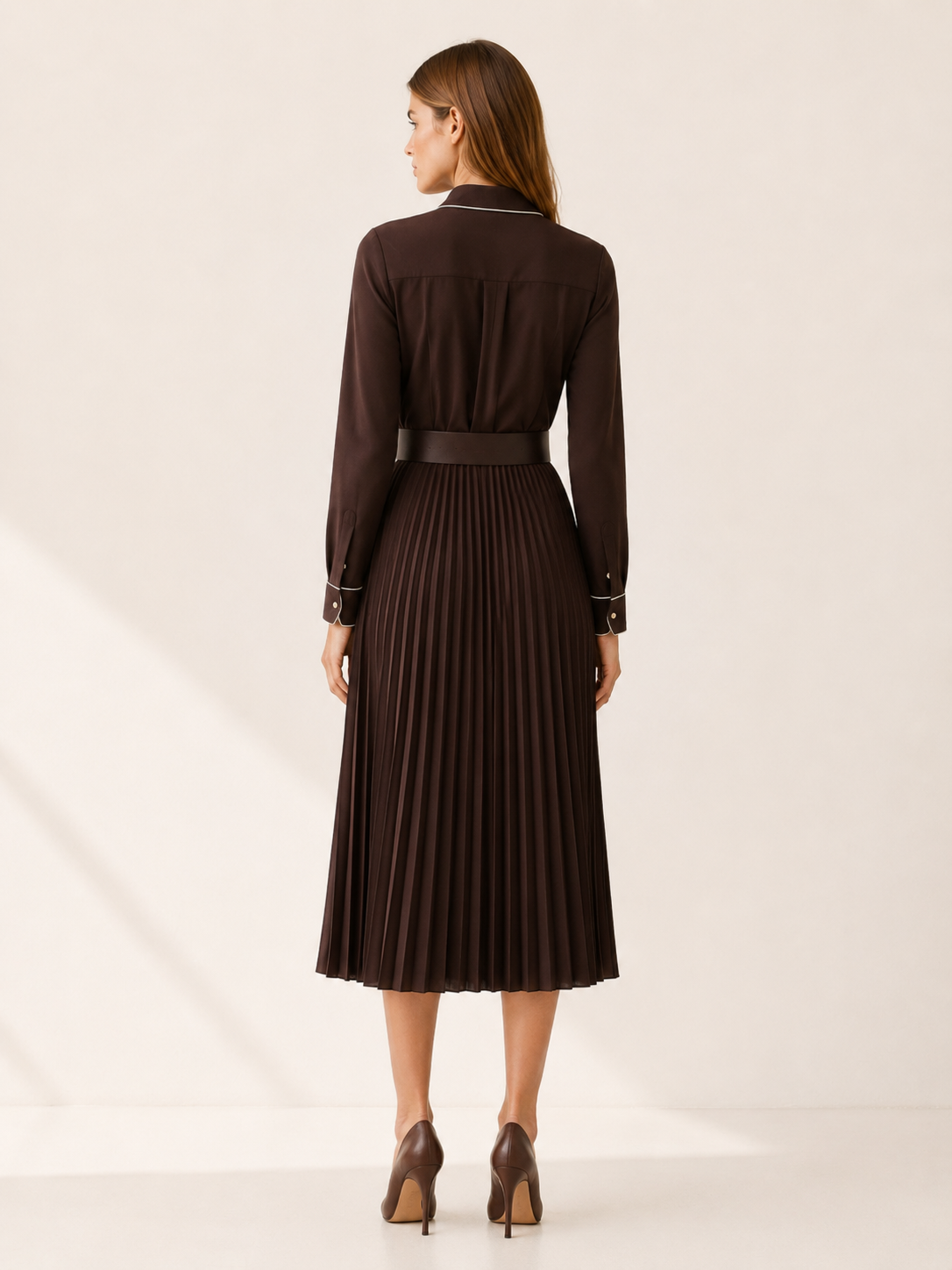 Samara | Chiffon Midi Dress with Pleated Skirt