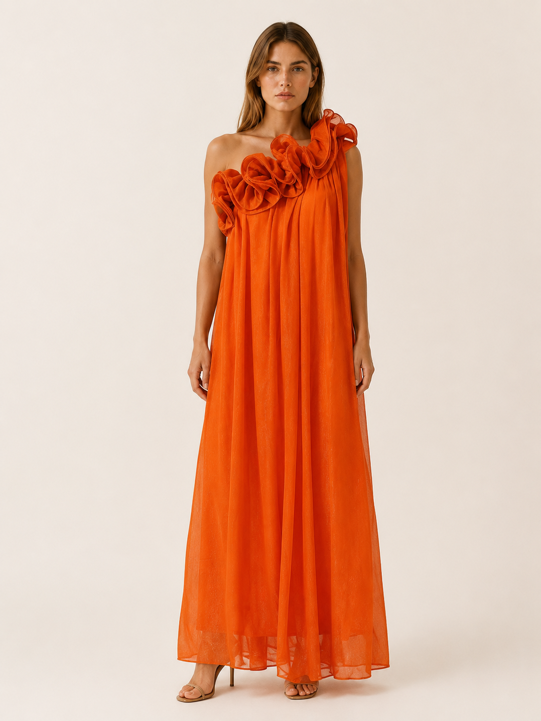 Sanae | One Shoulder Maxi Dress with Ruffle Detail