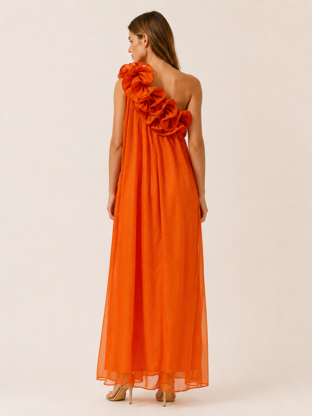 Sanae | One Shoulder Maxi Dress with Ruffle Detail