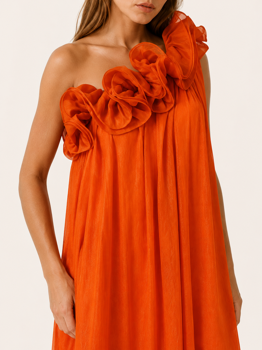 Sanae | One Shoulder Maxi Dress with Ruffle Detail