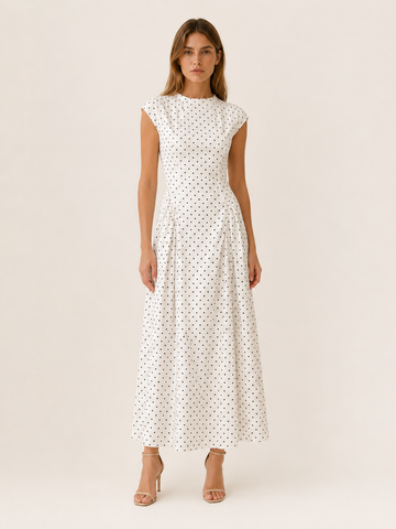 Sancia | Polka Dot Maxi Dress with Cap Sleeves