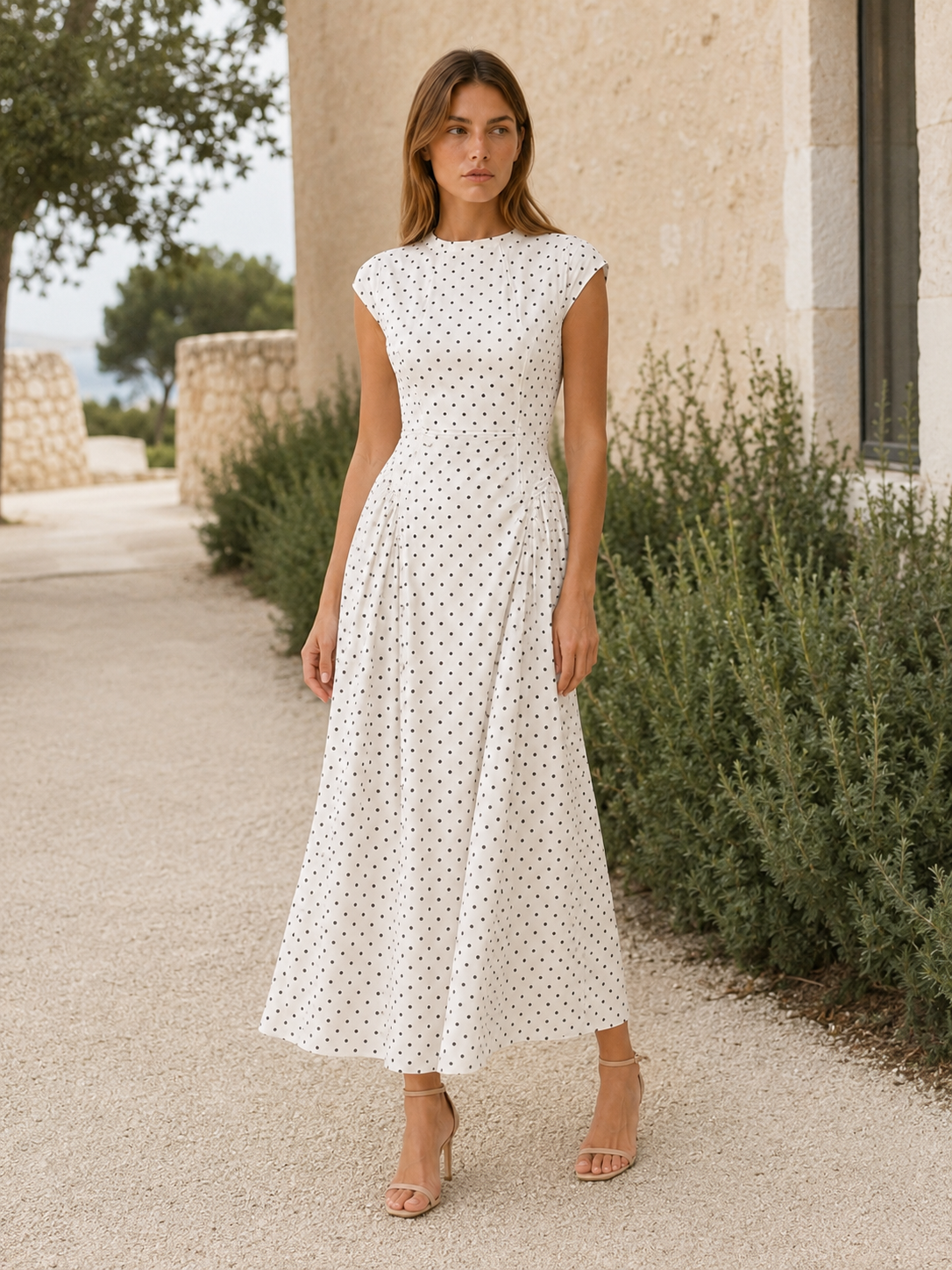 Sancia | Polka Dot Maxi Dress with Cap Sleeves