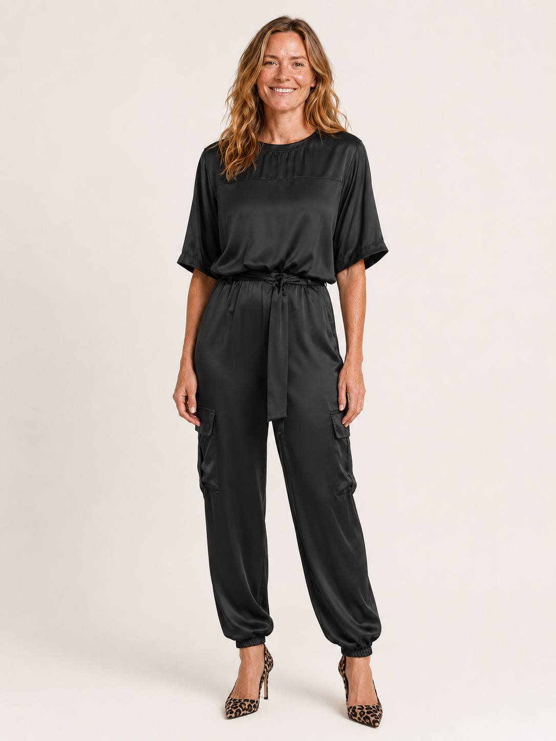 Saskia | Women's Satin Cargo Pants Two Piece Co Ord Set