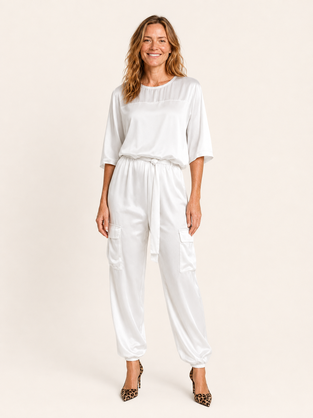 Saskia | Women's Satin Cargo Pants Two Piece Co Ord Set