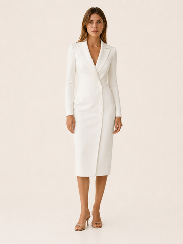 Tenora | Tailored Midi Dress with Blazer Neckline
