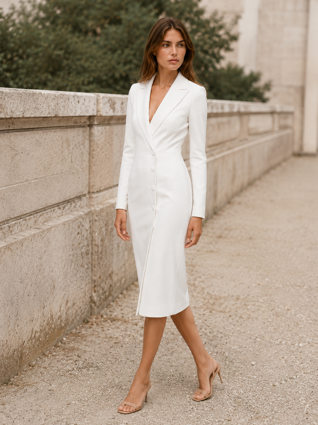 Tenora | Tailored Midi Dress with Blazer Neckline