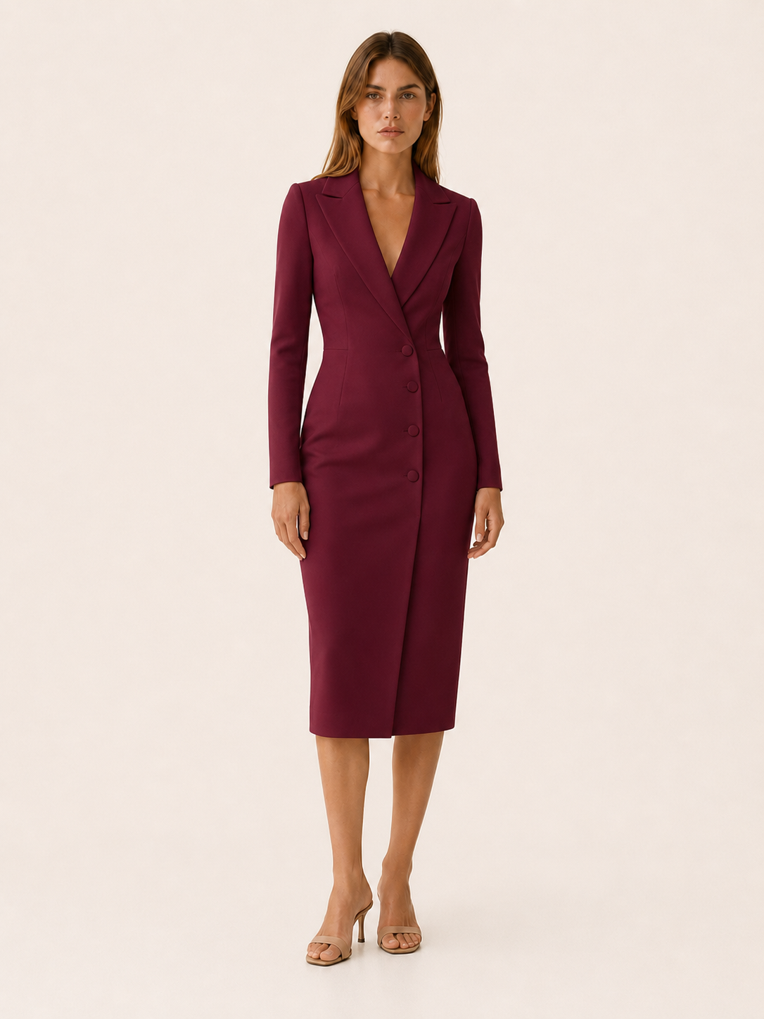 Tenora | Tailored Midi Dress with Blazer Neckline