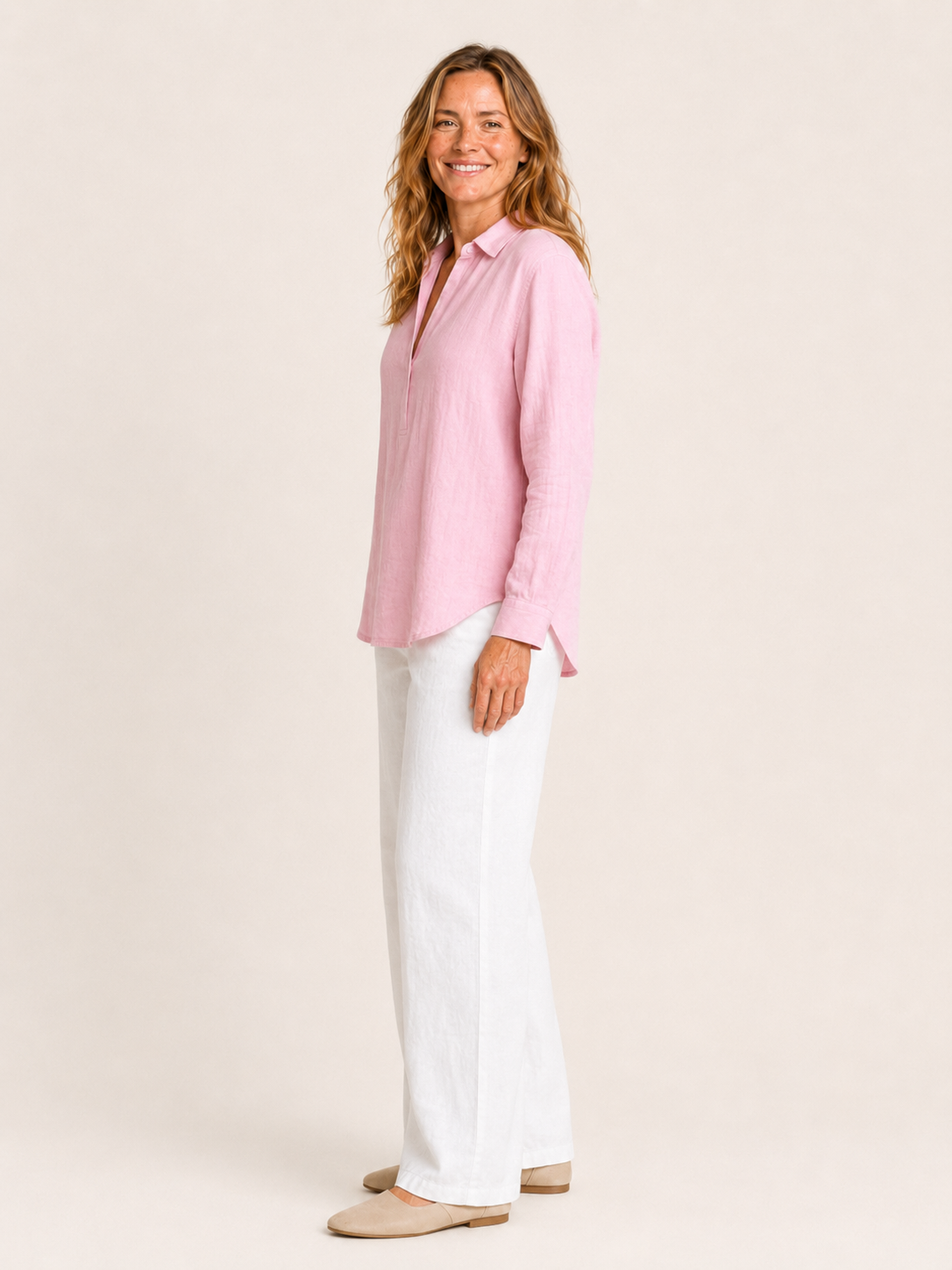 Selma | Women's Relaxed Linen Blend Long Sleeve Shirt