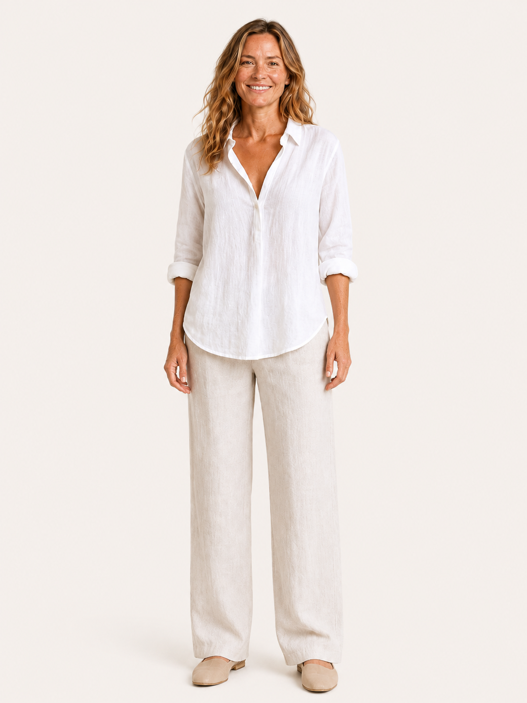Selma | Women's Relaxed Linen Blend Long Sleeve Shirt