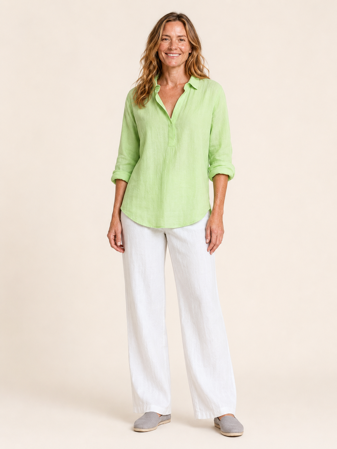 Selma | Women's Relaxed Linen Blend Long Sleeve Shirt