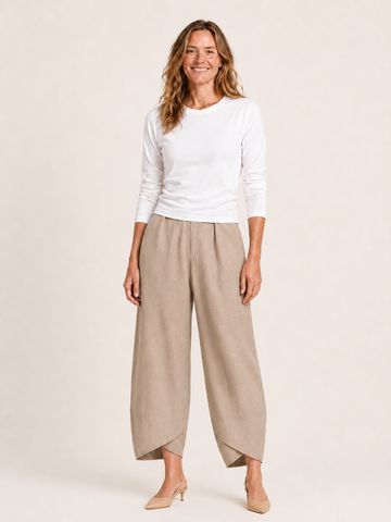 Senara | Women's Relaxed Linen Blend Cropped Pants