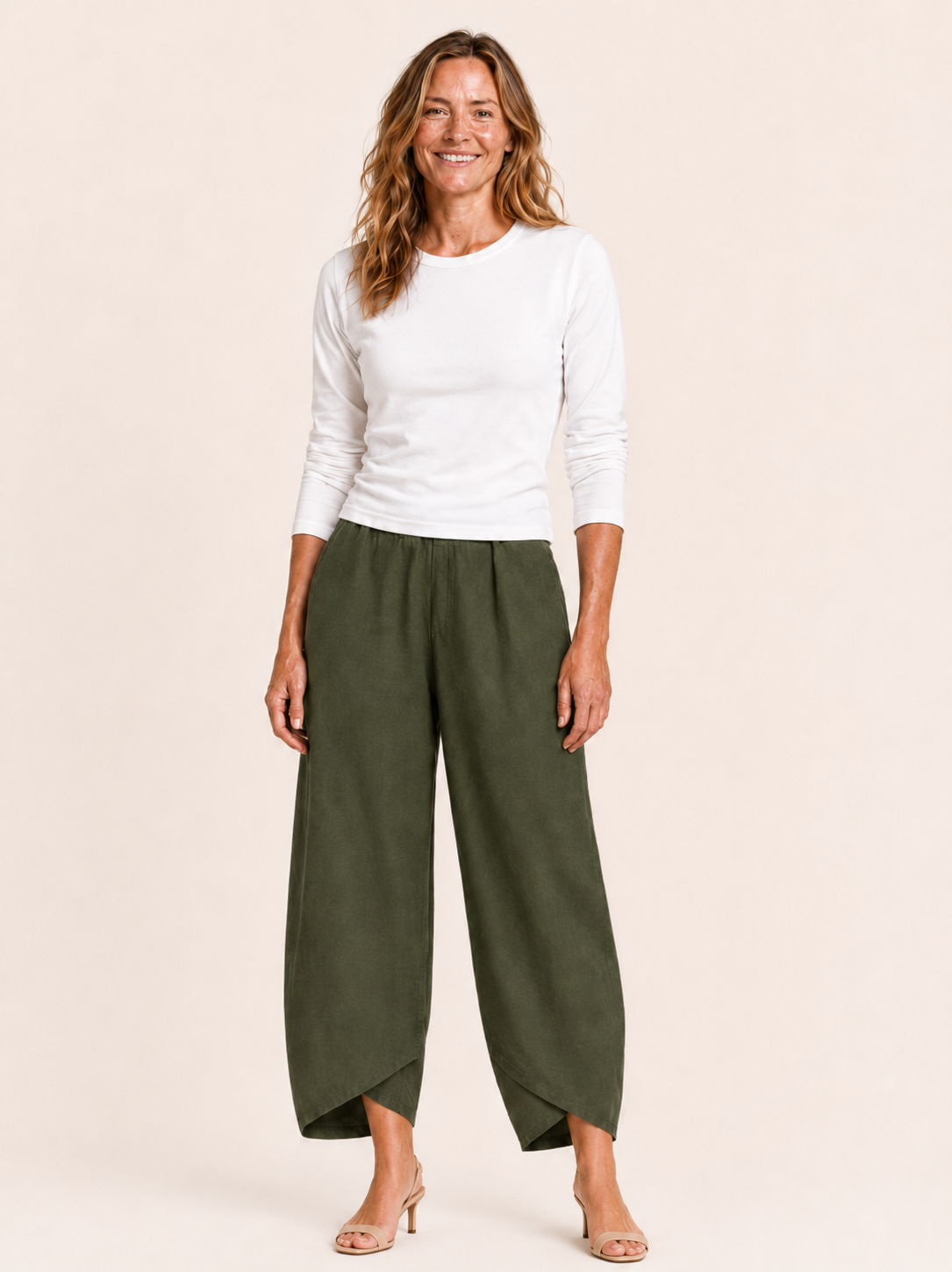 Senara | Women's Relaxed Linen Blend Cropped Pants