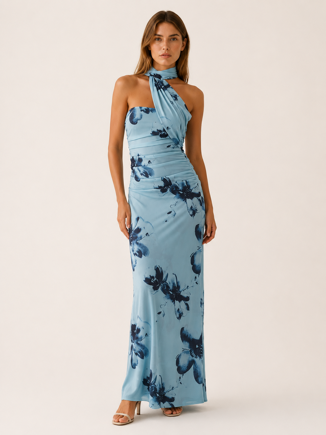 Serilda | Maxi Dress with Halter Scarf Neck