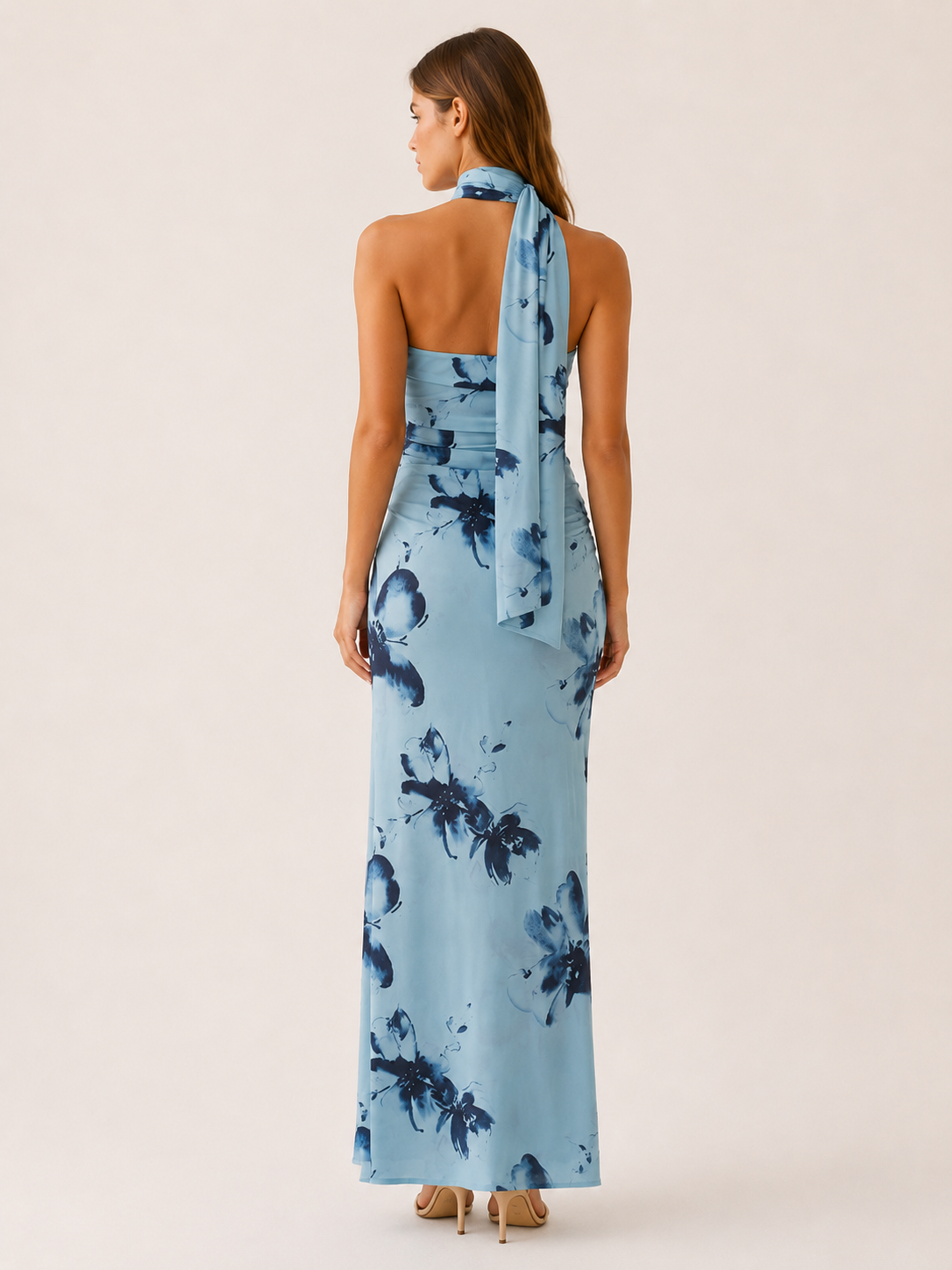 Serilda | Maxi Dress with Halter Scarf Neck