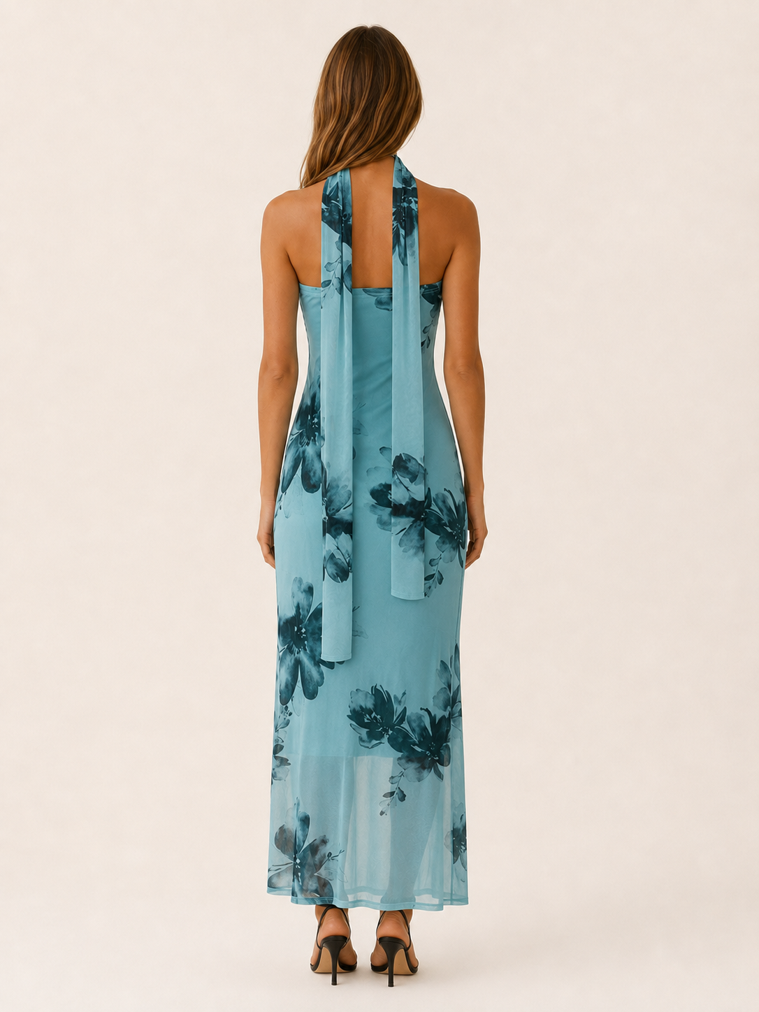 Serilda | Maxi Dress with Halter Scarf Neck