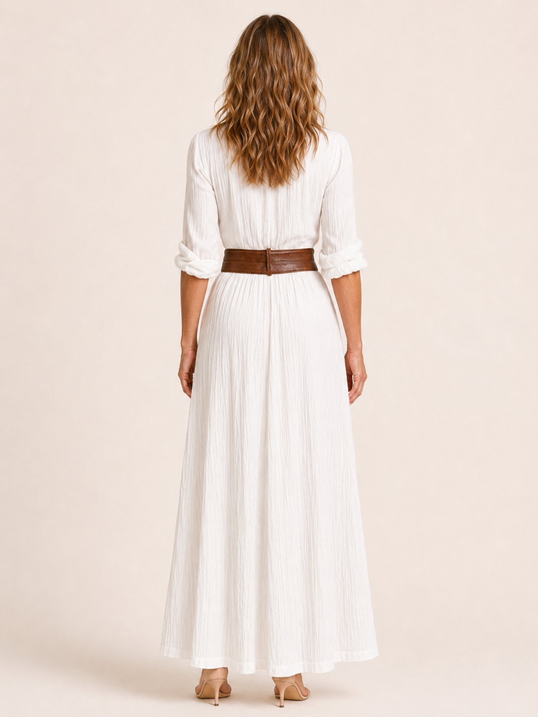 Severine | Women's Button Front Ruched Waist Summer Maxi Dress
