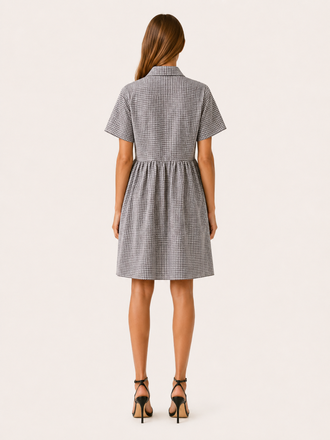 Sivara | Gingham Mini Dress with Button Front