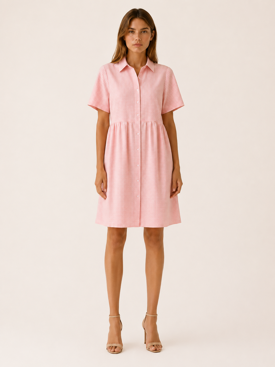 Sivara | Gingham Mini Dress with Button Front