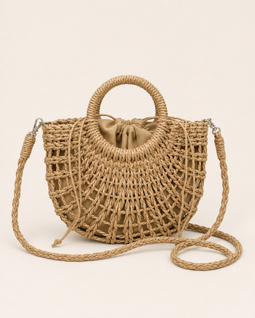 Solene | Women's Woven Round Handle Beach Bag