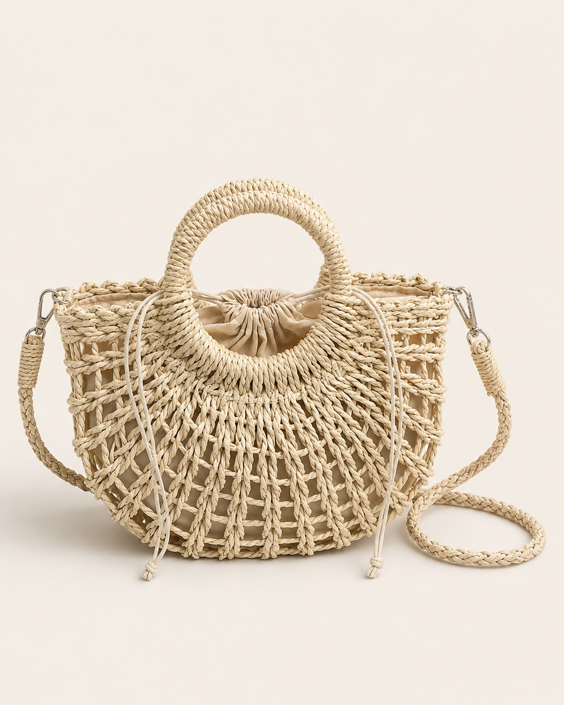 Solene | Women's Woven Round Handle Beach Bag