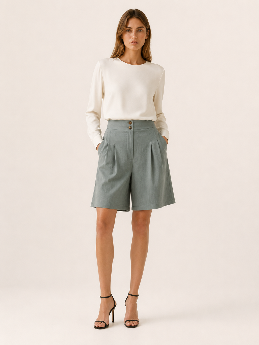 Sonnet | Women's Wide Leg Pleated High Waisted Shorts