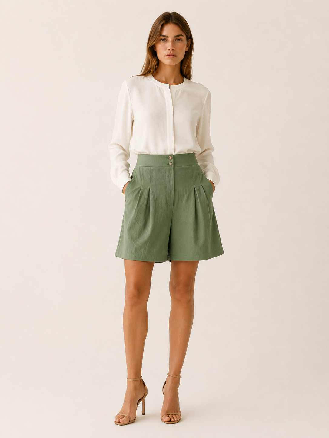 Sonnet | Women's Wide Leg Pleated High Waisted Shorts