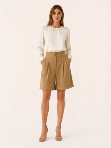 Sonnet | Women's Wide Leg Pleated High Waisted Shorts