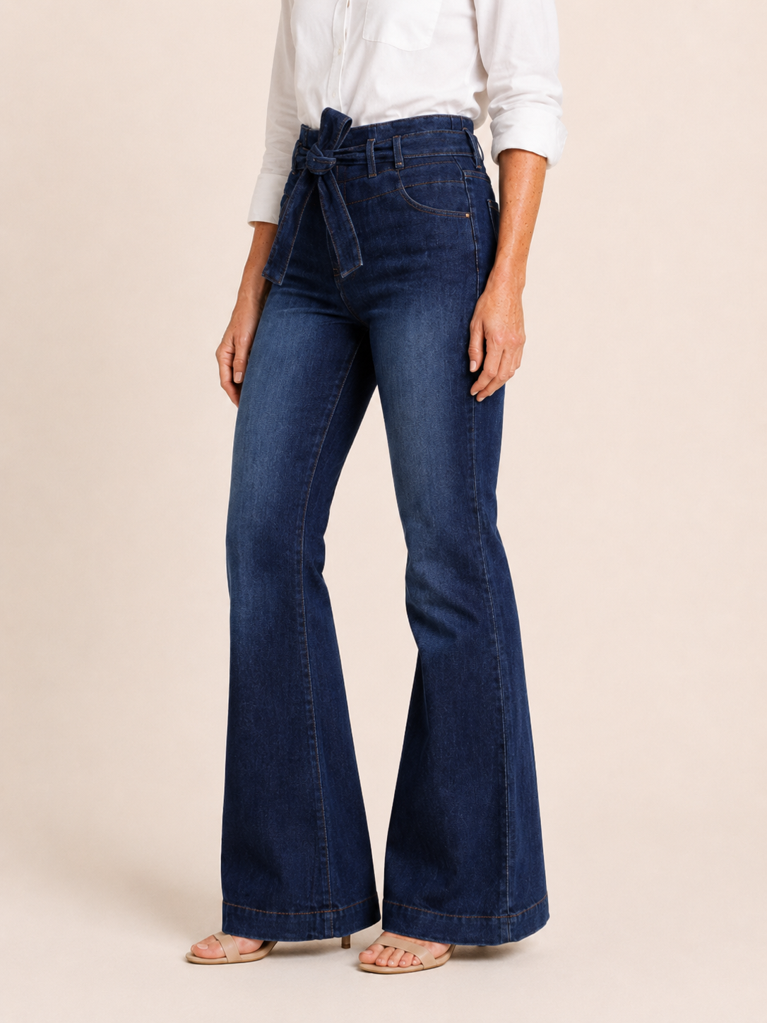 Sophie | Women's High Waisted Tie Belt Flare Jeans