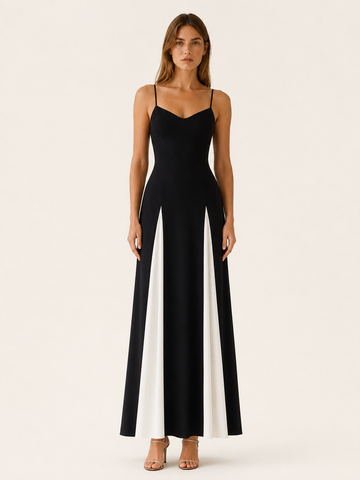 Sorvella | A-Line Maxi Dress with Contrast Panel Skirt