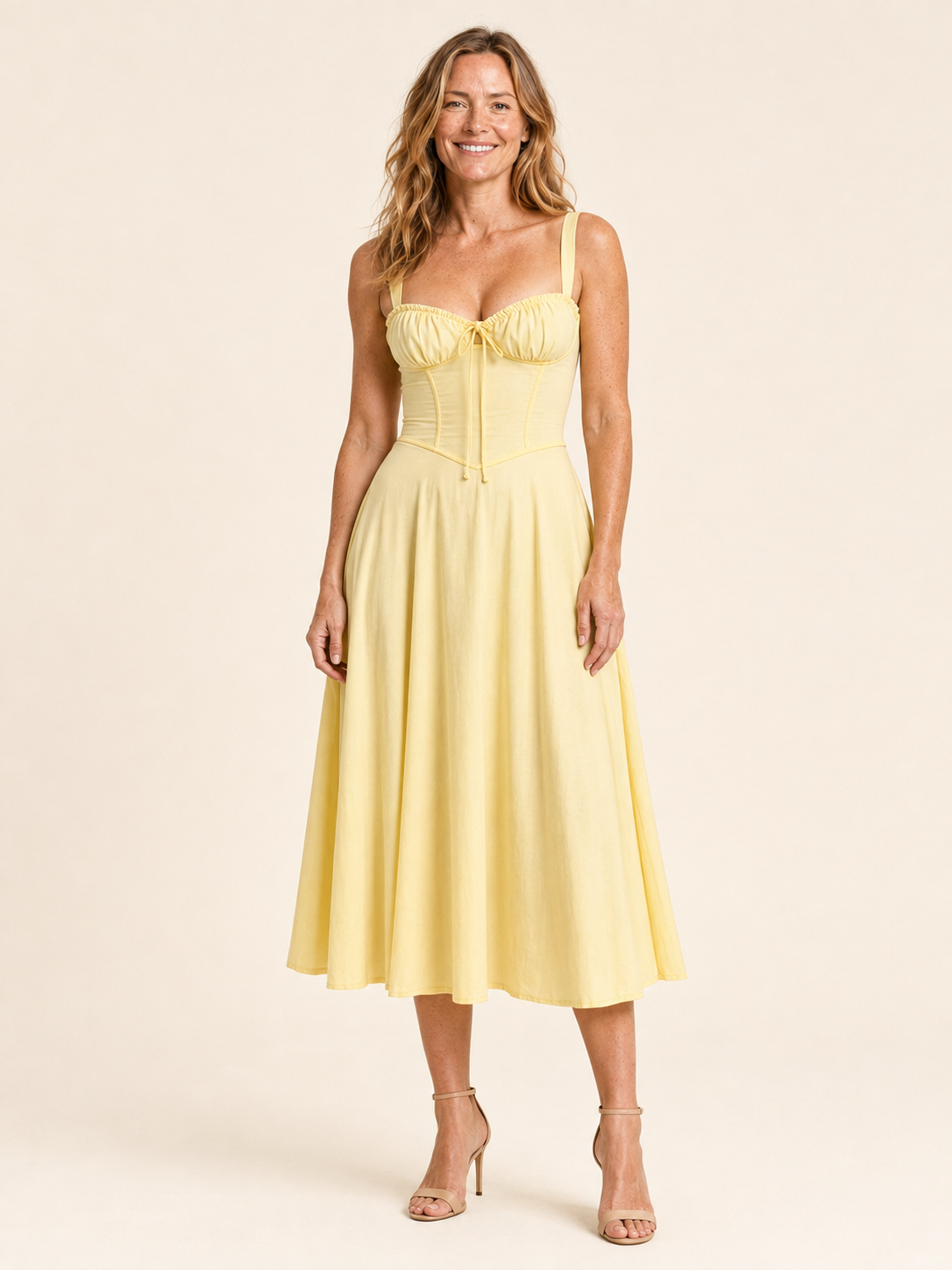 Suraya | Women's Corset Sweetheart Wedding Guest Midi Dress