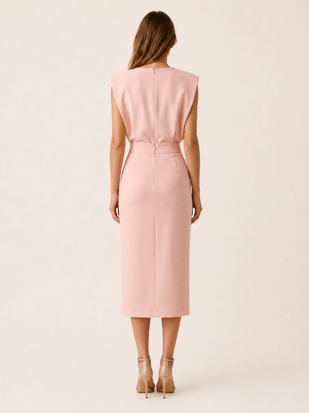 Suri | Midi Dress with Button Slit and Round Neck