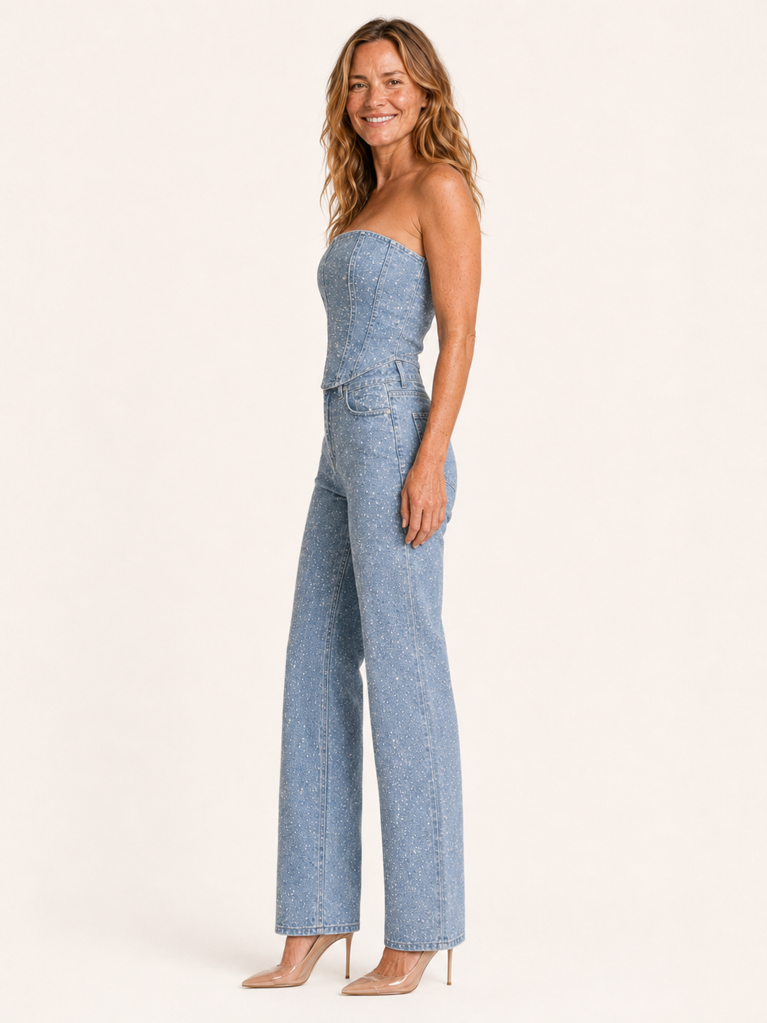 Talia | Women's Corset Top and Straight Leg Pants Two Piece Set
