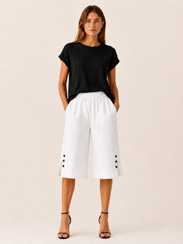 Tavienne | Women's Cropped Elastic Waist Pants