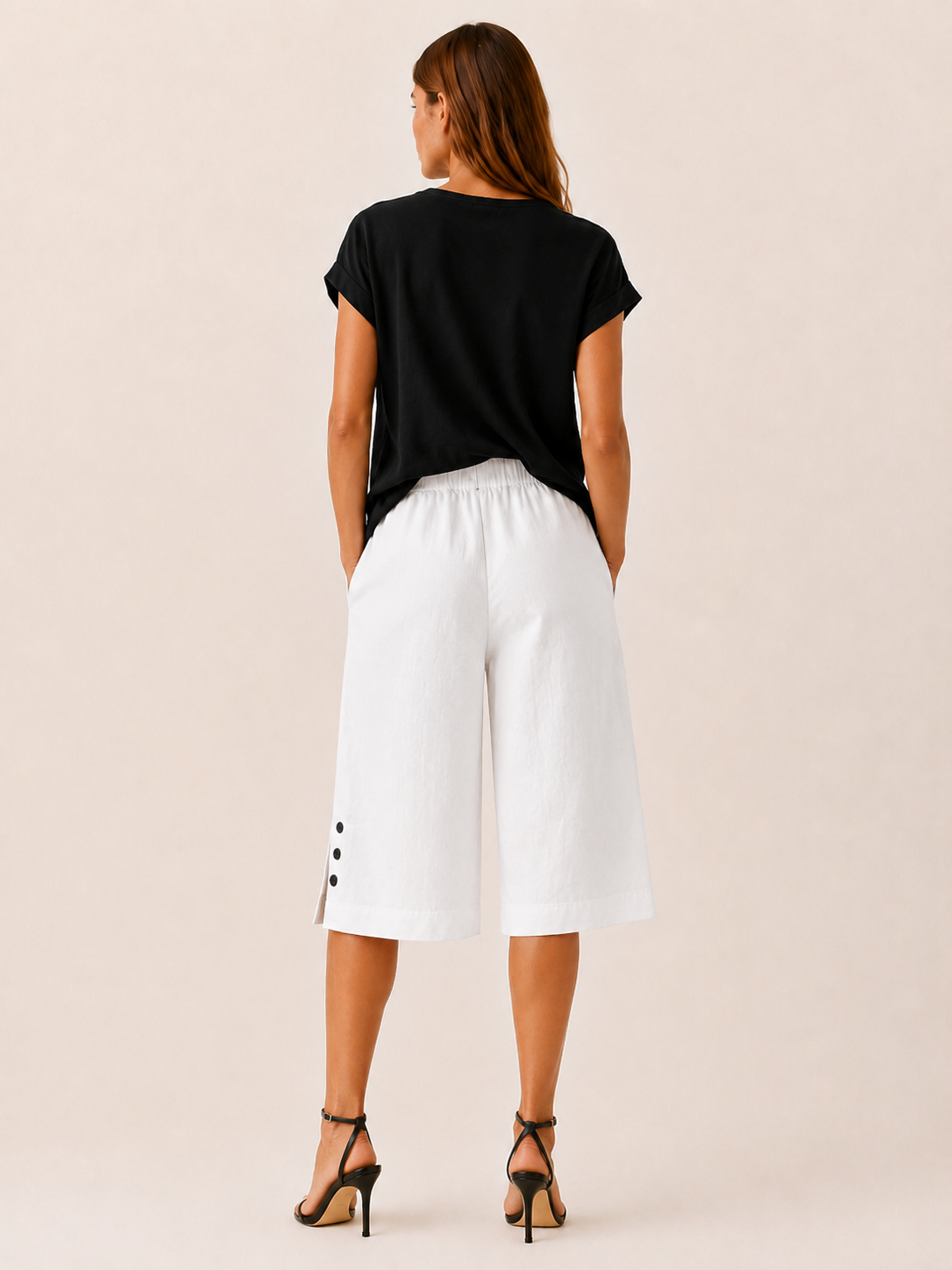 Tavienne | Women's Cropped Elastic Waist Pants