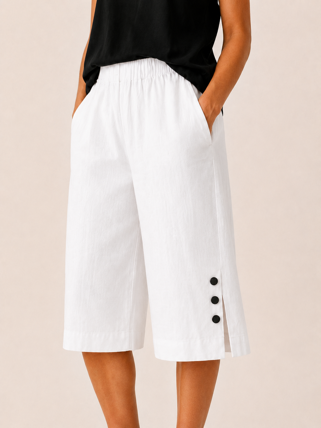 Tavienne | Women's Cropped Elastic Waist Pants