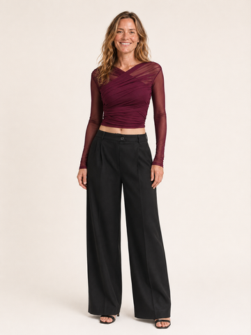 Thea | Women's Mesh Ruched Wrap Going Out Top