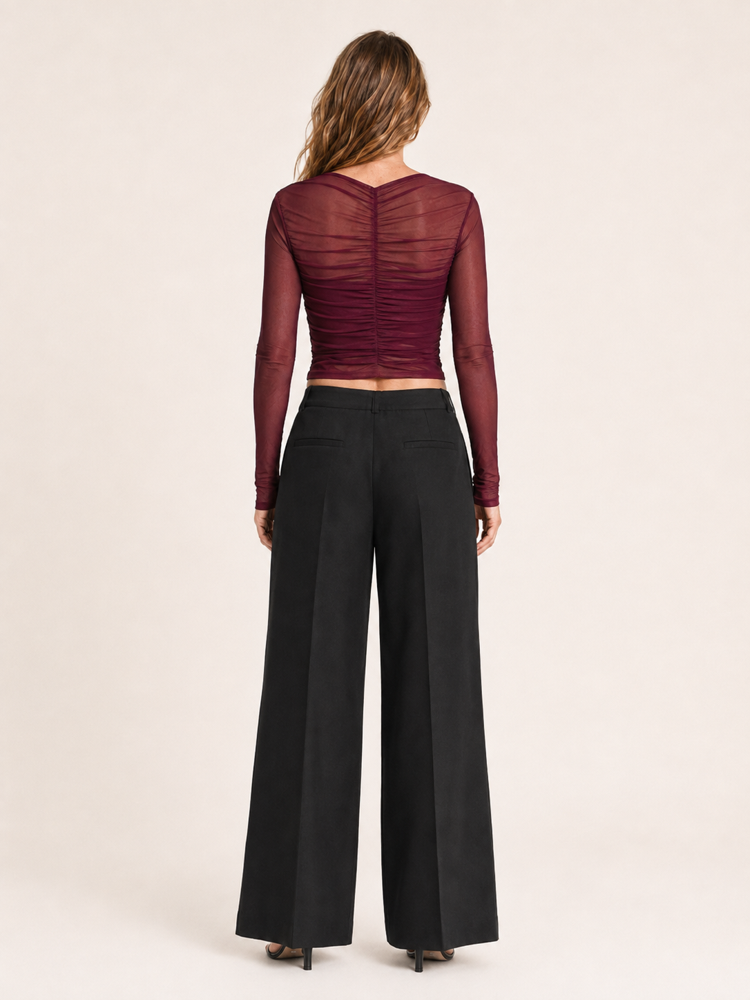 Thea | Women's Mesh Ruched Wrap Going Out Top