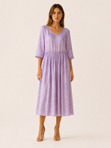 Theda | Summer Chiffon Midi Dress with Asymmetric Hem Boho