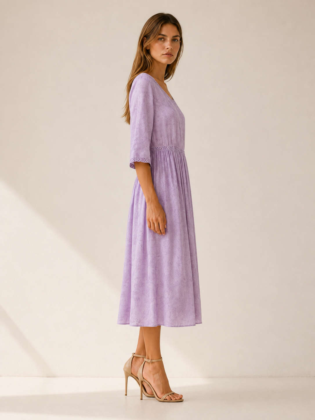 Theda | Summer Chiffon Midi Dress with Asymmetric Hem Boho