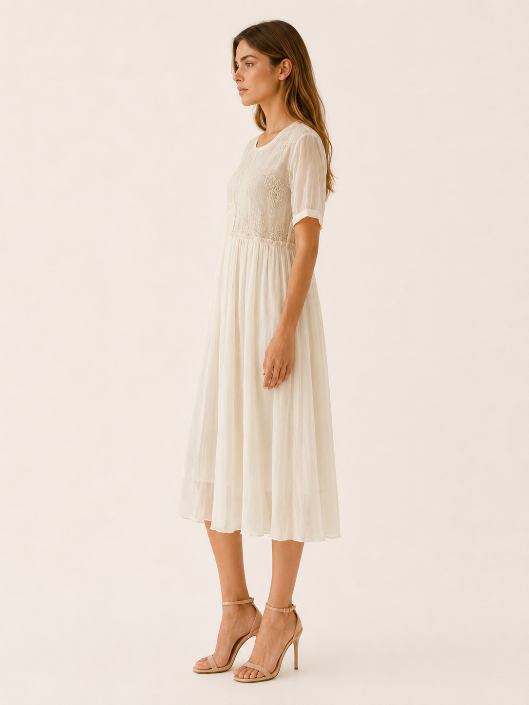 Theda | Summer Chiffon Midi Dress with Asymmetric Hem Boho
