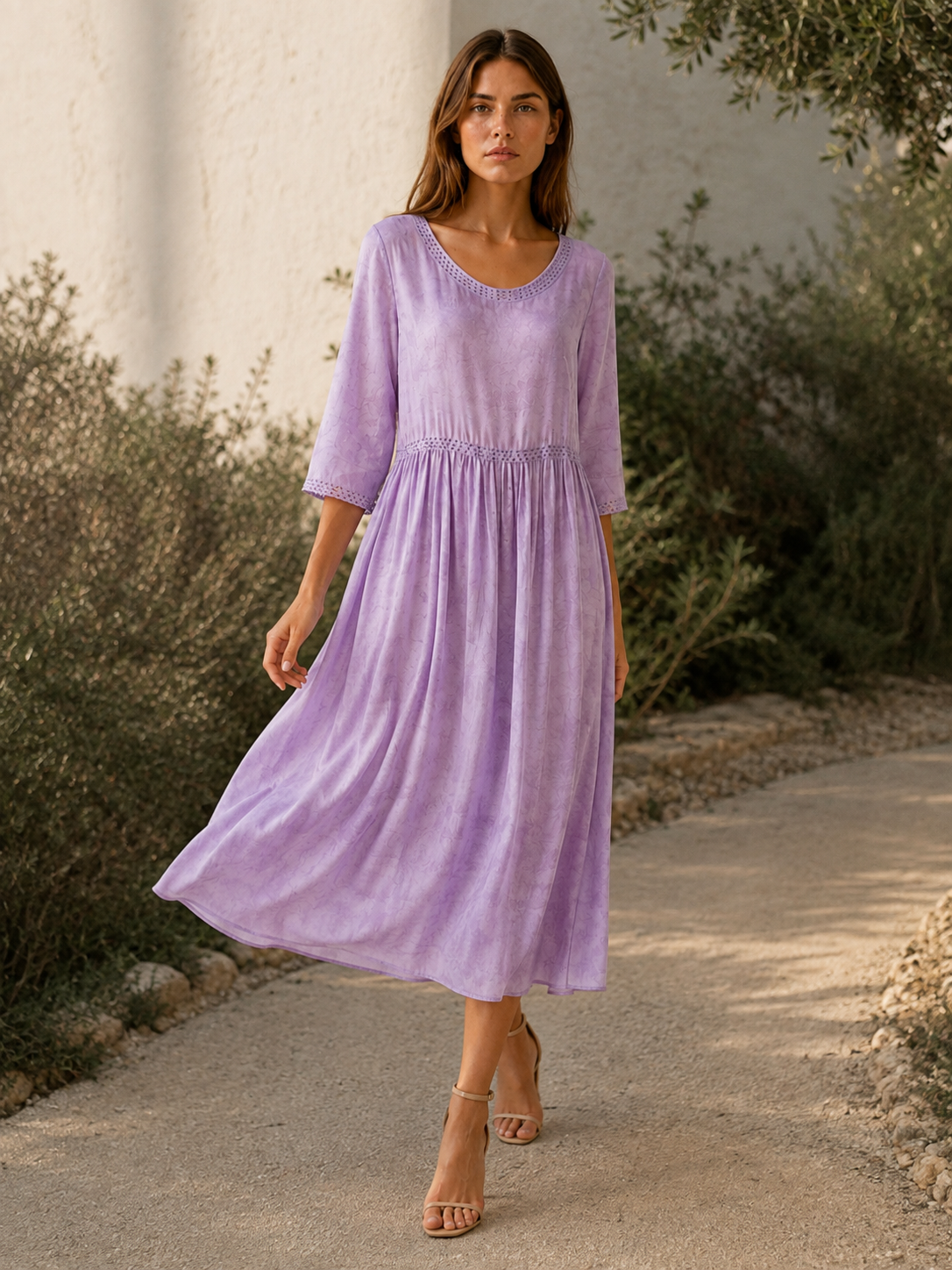 Theda | Summer Chiffon Midi Dress with Asymmetric Hem Boho
