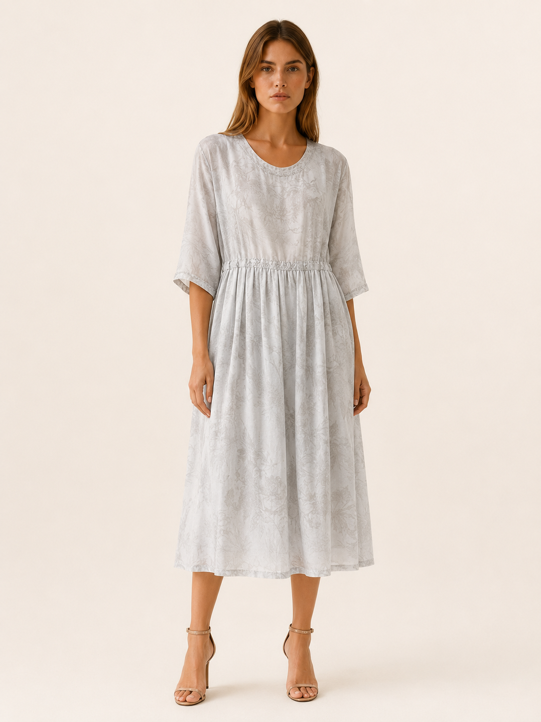 Theda | Summer Chiffon Midi Dress with Asymmetric Hem Boho