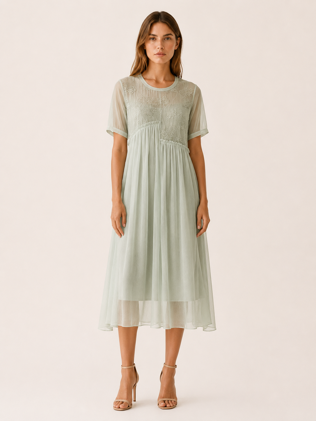 Theda | Summer Chiffon Midi Dress with Asymmetric Hem Boho