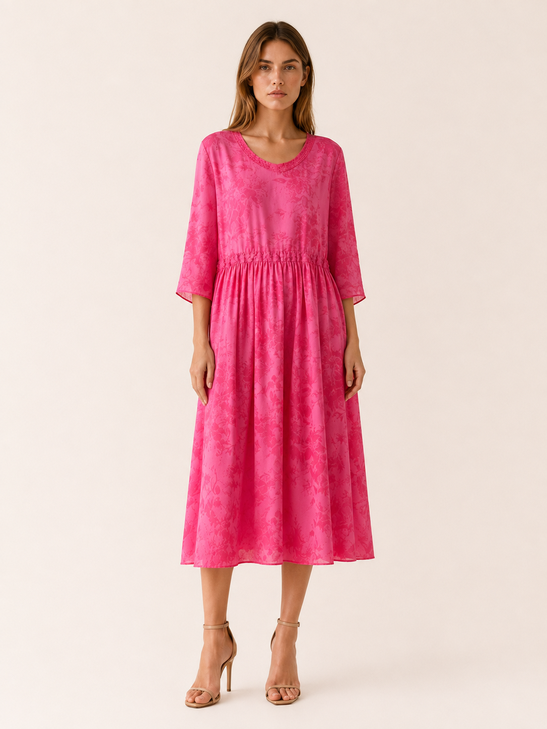 Theda | Summer Chiffon Midi Dress with Asymmetric Hem Boho