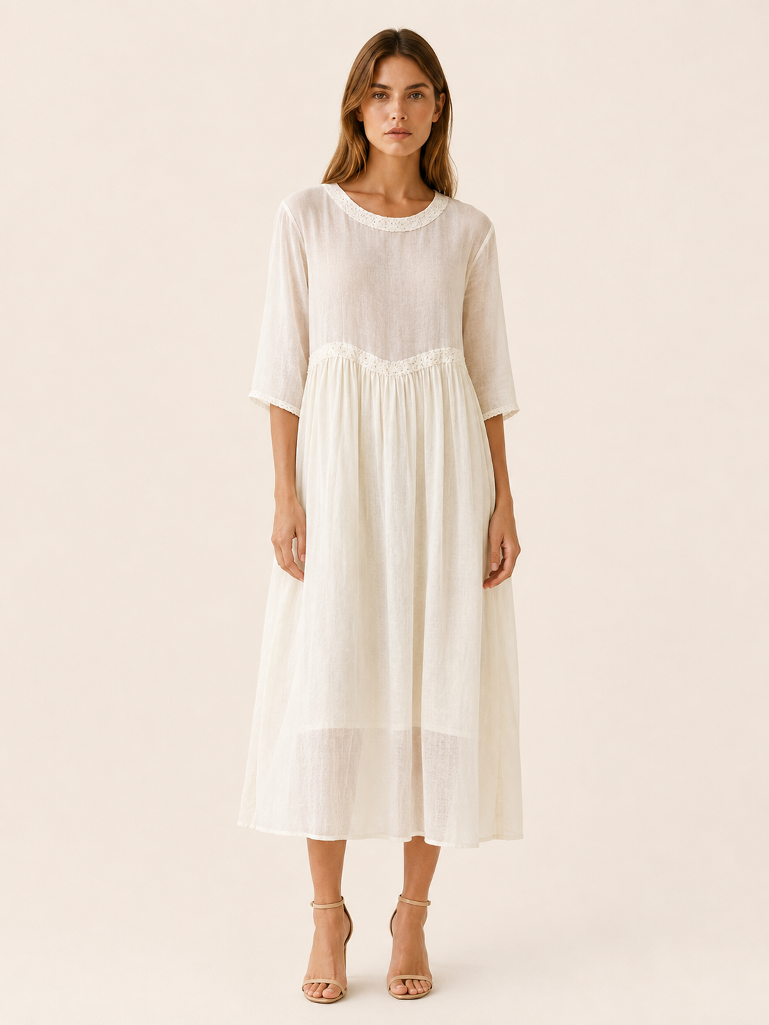 Theda | Summer Chiffon Midi Dress with Asymmetric Hem Boho