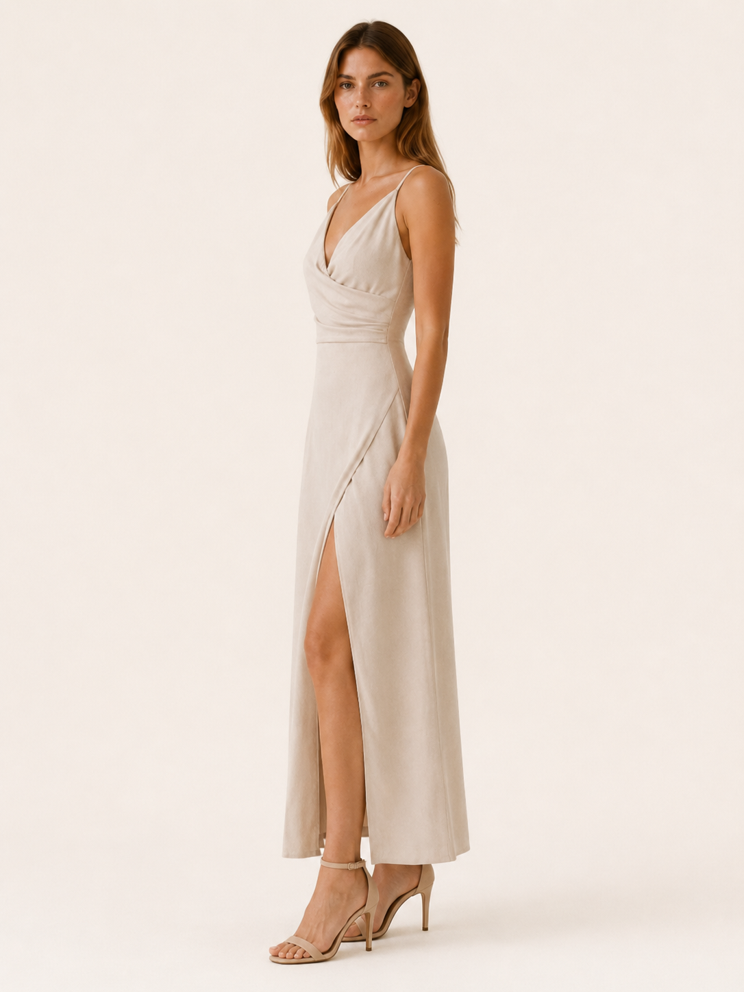 Tovena | Wedding Guest Maxi Dress with Draped Bodice and Side Slit