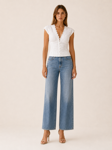 Twyla | Women's Eyelet Puff Sleeve Tie Back Blouse
